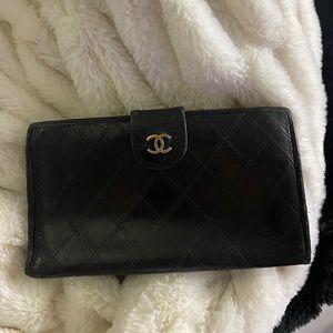 Authentic Chanel Wallet Black Leather